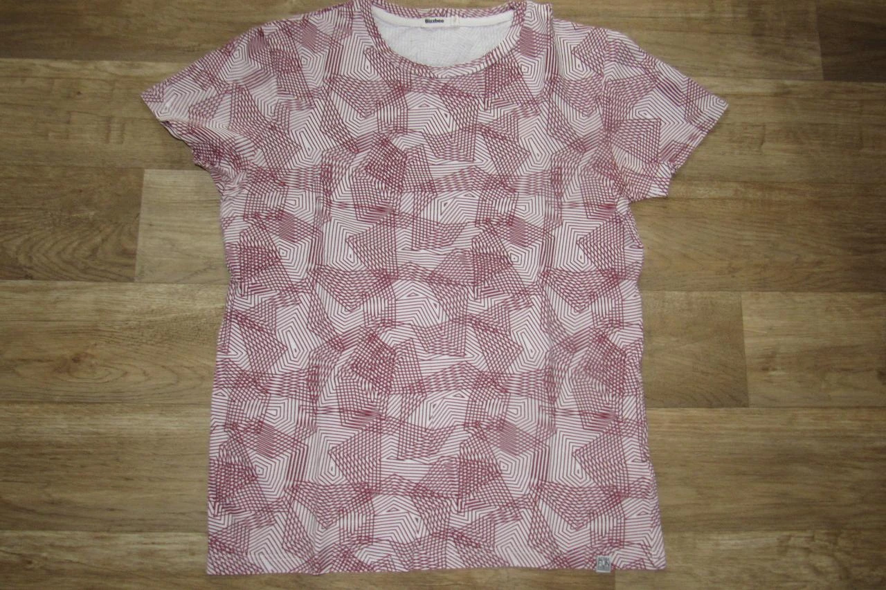 TEE SHIRT MC BEIGE A MOTIFS BORDEAUX - BIZZBEE - TAILLE XS - n°05